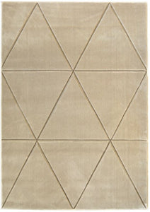 Natural Carved Geometric Living Room Rug - Mora