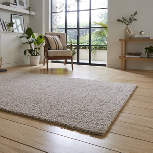 Luxurious Beige Polyester Washable Shaggy Rug -  Bali