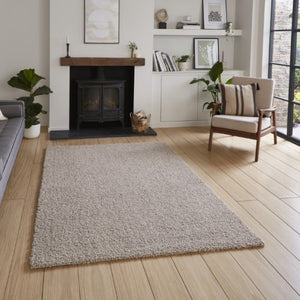 Luxurious Beige Polyester Washable Shaggy Rug -  Bali