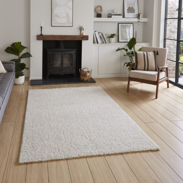 Cream Polyester Washable Shaggy Rug -  Bali