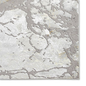 Modern Grey & Gold Metallic Abstract Rug - Lunar