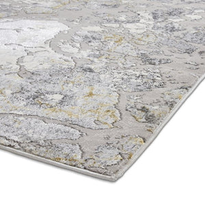 Modern Grey & Gold Metallic Abstract Rug - Lunar