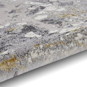 Modern Grey & Gold Metallic Abstract Rug - Lunar