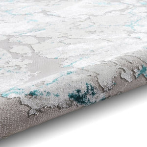 Grey & Green Metallic Abstract Area Rug - Lunar