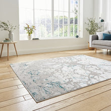 Load image into Gallery viewer, Grey &amp; Green Metallic Abstract Area Rug - Lunar