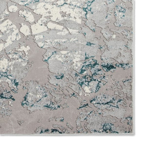 Grey & Green Metallic Abstract Area Rug - Lunar