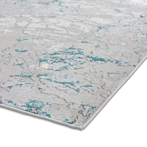 Grey & Green Metallic Abstract Area Rug - Lunar