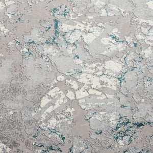 Grey & Green Metallic Abstract Area Rug - Lunar