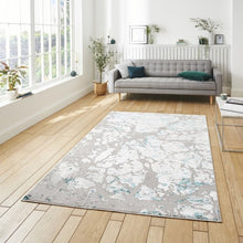 Load image into Gallery viewer, Grey &amp; Green Metallic Abstract Area Rug - Lunar
