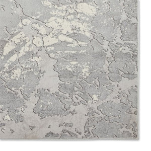 Grey and Ivory Metallic Abstract Area Rug - Lunar