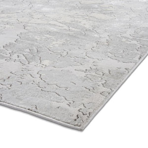 Grey and Ivory Metallic Abstract Area Rug - Lunar