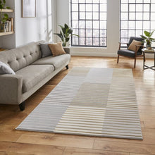 Load image into Gallery viewer, Grey and Gold Metallic Linear Area Rug - Lunar