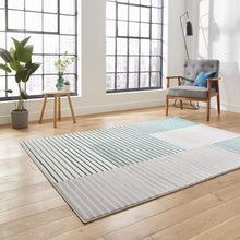 Load image into Gallery viewer, Grey and Green Metallic Linear Area Rug - Lunar