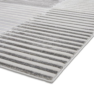 Ivory and Grey Metallic Linear Area Rug - Lunar