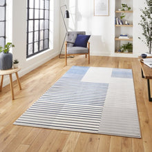 Load image into Gallery viewer, Navy and Grey Striped Metallic Area Rug - Lunar