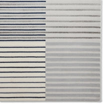 Load image into Gallery viewer, Navy and Grey Striped Metallic Area Rug - Lunar