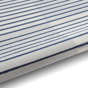 Navy and Grey Striped Metallic Area Rug - Lunar