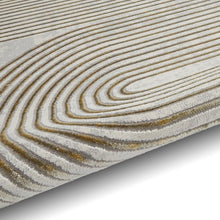 Load image into Gallery viewer, Grey and Gold Metallic Swirl Area Rug - Lunar