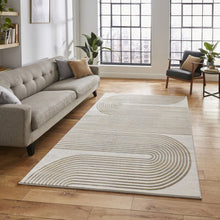 Load image into Gallery viewer, Grey and Gold Metallic Swirl Area Rug - Lunar