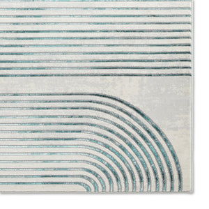 Green and Grey Metallic Swirl Area Rug - Lunar
