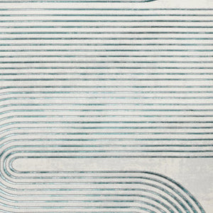 Green and Grey Metallic Swirl Area Rug - Lunar