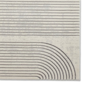 Ivory and Grey Metallic Swirl Area Rug - Lunar