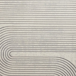 Ivory and Grey Metallic Swirl Area Rug - Lunar