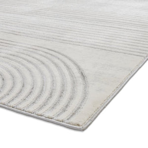 Ivory and Grey Metallic Swirl Area Rug - Lunar