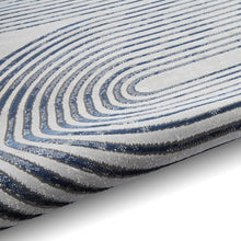 Load image into Gallery viewer, Navy and Grey Metallic Swirl Area Rug - Lunar