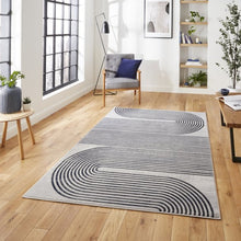 Load image into Gallery viewer, Navy and Grey Metallic Swirl Area Rug - Lunar