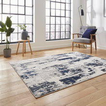 Load image into Gallery viewer, Navy and Grey Abstract Metallic Area Rug - Lunar