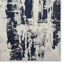 Load image into Gallery viewer, Navy and Grey Abstract Metallic Area Rug - Lunar