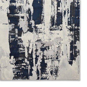 Navy and Grey Abstract Metallic Area Rug - Lunar