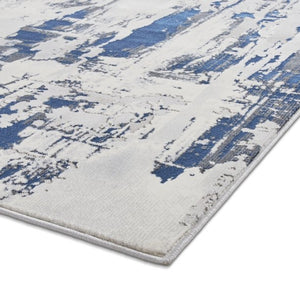 Navy and Grey Abstract Metallic Area Rug - Lunar