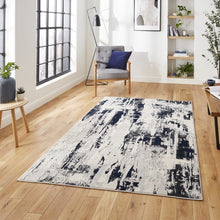 Load image into Gallery viewer, Navy and Grey Abstract Metallic Area Rug - Lunar