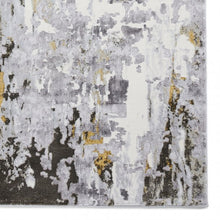 Load image into Gallery viewer, Grey and Gold Metallic Abstract Rug - Lunar