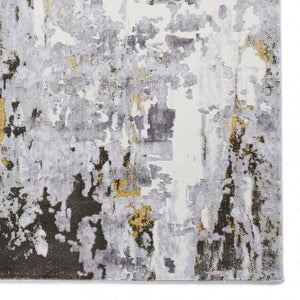 Grey and Gold Metallic Abstract Rug - Lunar