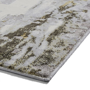 Grey and Gold Metallic Abstract Rug - Lunar