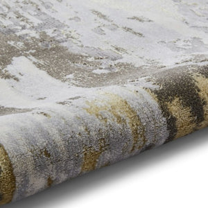 Grey and Gold Metallic Abstract Rug - Lunar