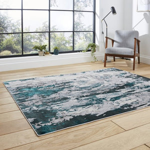 Green Metallic Abstract Rug - Lunar