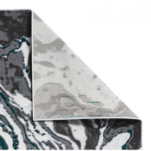 Green Modern Metallic Marble Rug - Lunar