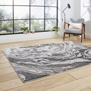 Rose Modern Metallic Marble Rug - Lunar