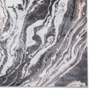 Rose Modern Metallic Marble Rug - Lunar