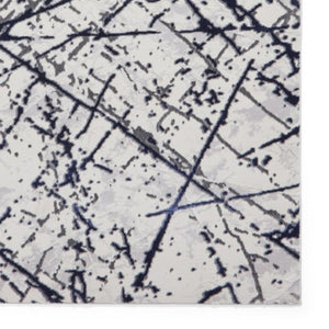 Blue and Silver Abstract Metallic Area Rug - Howth