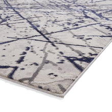 Load image into Gallery viewer, Blue and Silver Abstract Metallic Area Rug - Howth