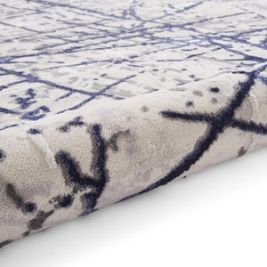 Blue and Silver Abstract Metallic Area Rug - Howth