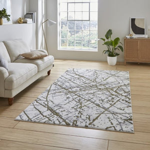 Modern Gold Metallic Abstract Rug - Howth