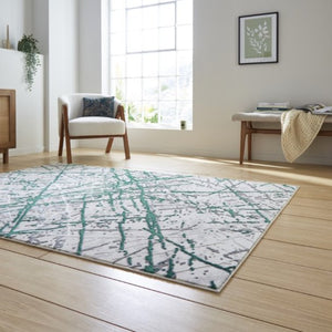 Modern Green Metallic Abstract Rug - Howth