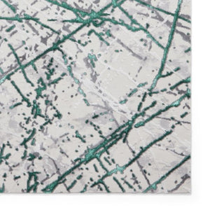 Modern Green Metallic Abstract Rug - Howth