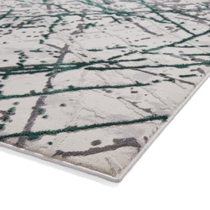 Modern Green Metallic Abstract Rug - Howth